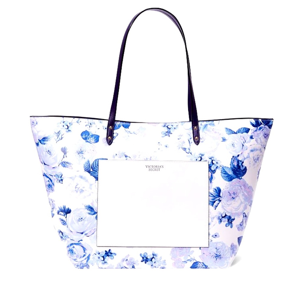 New White & Blue Floral Victoria Secret Tote